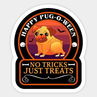 Halloween Pug Happy Pug-O-Ween No Tricks Just Tricks Dog Lover Funny Sticker